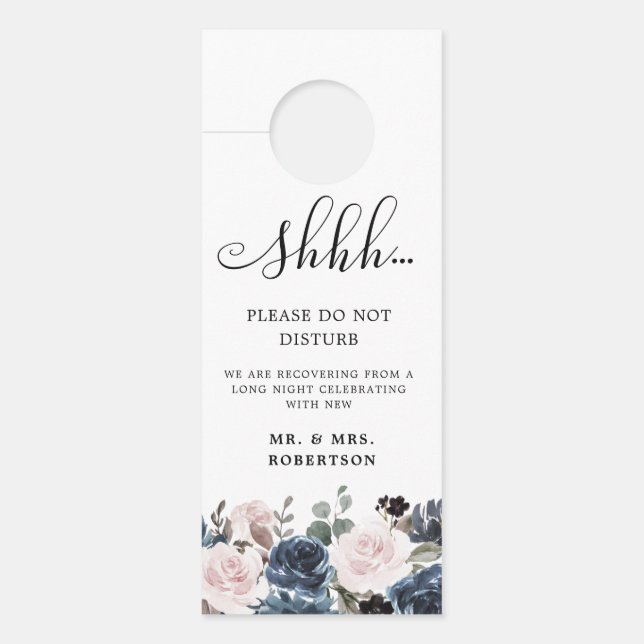 Affichette De Porte Dusty Blue Mauve Rose rose ardoise Mariage floral (Devant)
