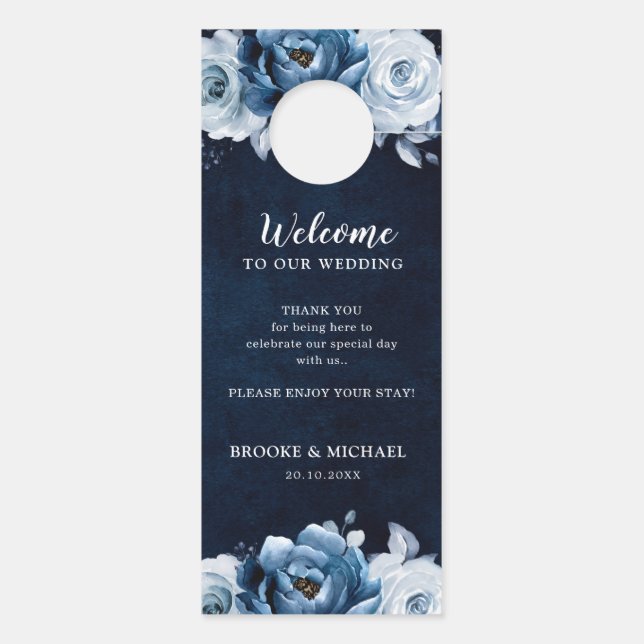 Affichette De Porte Dusty Blue Slate Mariage ne dérange pas la porte (Dos)