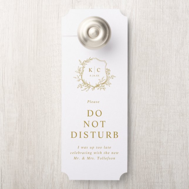 Affichette De Porte Elegant Vintage Gold Wedding Guest Hotel Bags (Sur le bouton)