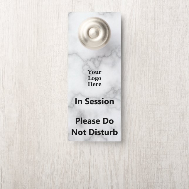 Affichette De Porte En Session Ne Disturb Pas Et Logo Marbre blanc Fau (Sur le bouton)