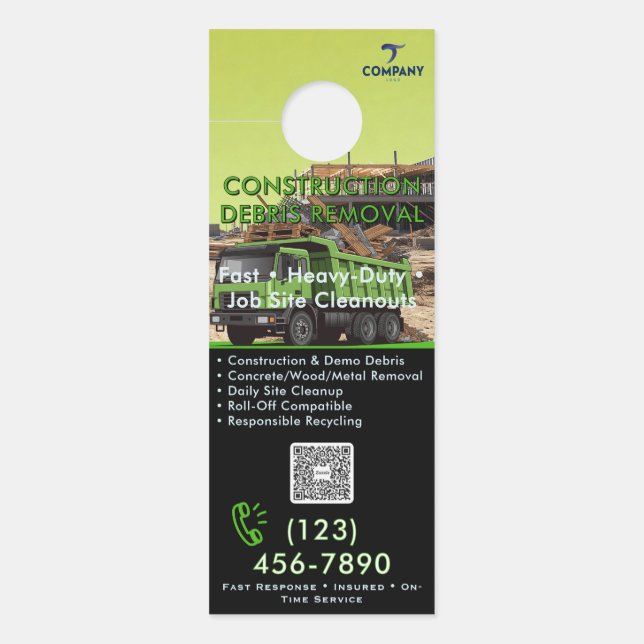 Affichette De Porte Enlèvement des débris de construction Porte-étique (Devant)