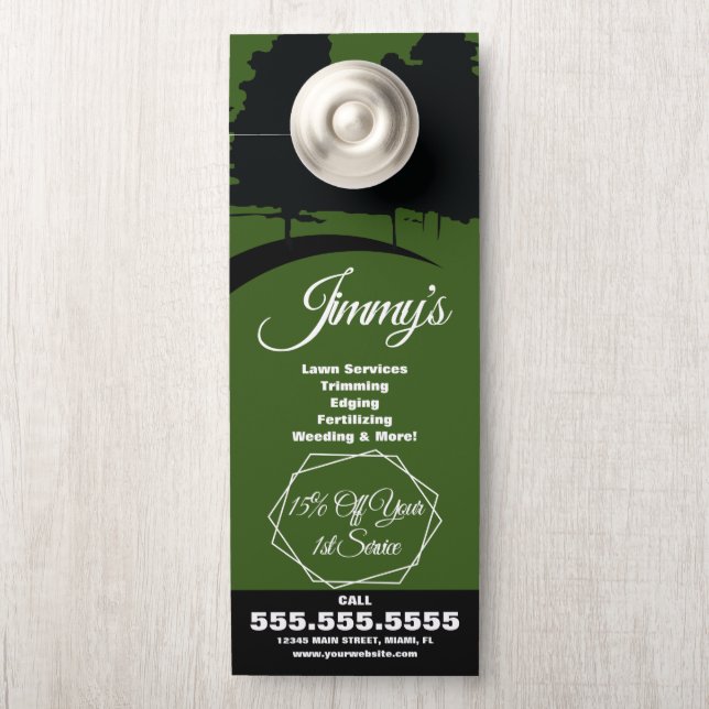 Affichette De Porte Entreprise de services de pelouse moderne Logo d'a (Sur le bouton)