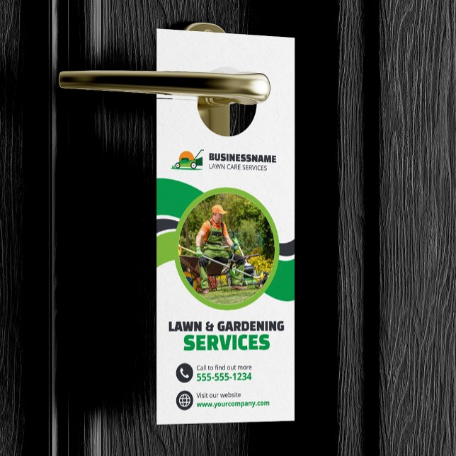 Affichette De Porte Entretien de pelouse tonte paillage aménagement pa (Créateur téléchargé)