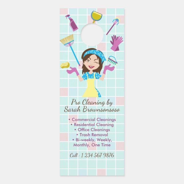 Affichette De Porte Femme de ménage Cartoon Pro (Devant)
