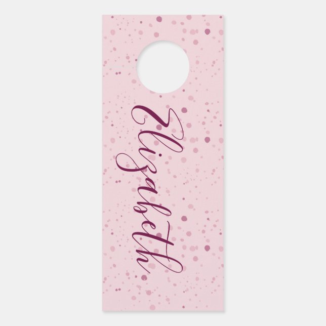 Affichette De Porte Femme pink Maroon Purple Dots Custom (Devant)