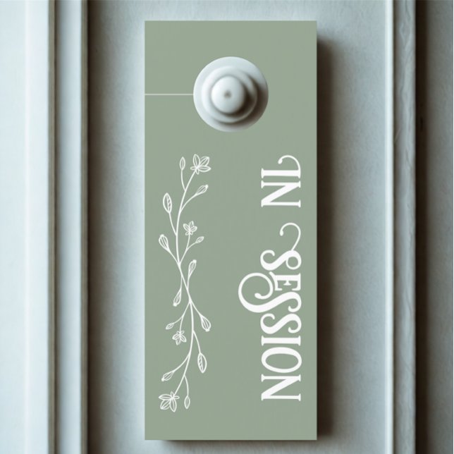 Affichette De Porte Feuille de Mariage de texte personnalisée en sessi (Modern custom text in session door hanger)