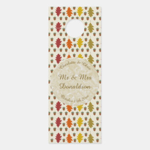 Affichette De Porte Feuilles de chêne et Acorns Automne Mariage d'auto