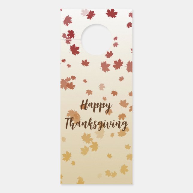 Affichette De Porte Feuilles d'érable de Thanksgiving (Devant)