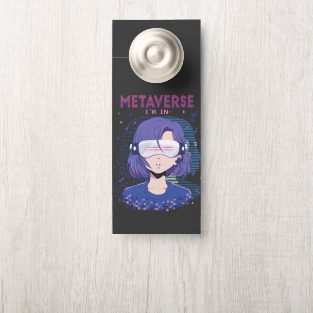 Affichette De Porte Fille d'anime lunettes de réalité virtuelle Porte- (Sur le bouton)