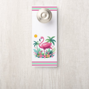 Affichette De Porte Flamingo rose tropicale/Floride