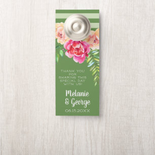 Affichette De Porte Fleurs d'aquarelle peinte mariage - Rose vert