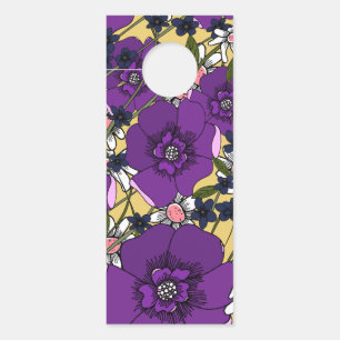 Affichette De Porte Fleurs sauvages vintages violets