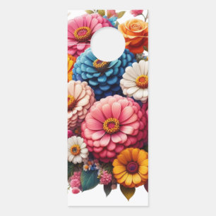 Affichette De Porte Floral coloré/Zinnia printanière/Rose