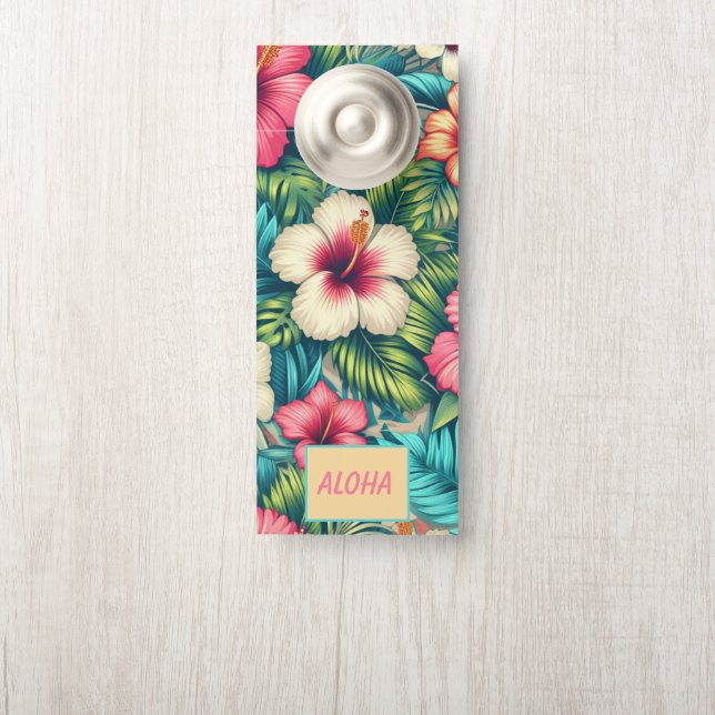 Affichette De Porte Floral hawaïen/tropical (Sur le bouton)