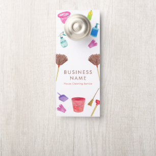 Affichette De Porte Fournitures de nettoyage de maison aquarelle color