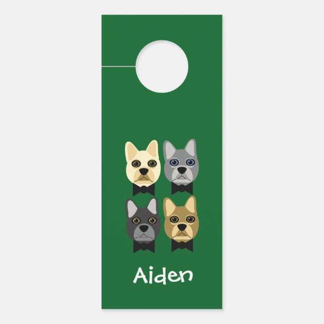 Affichette De Porte French Bulldogs Green (Devant)