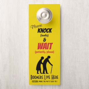 Affichette De Porte Fun Boomers S'Il Vous Plaît Frapper Fort