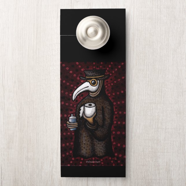 Affichette De Porte Funky Plague Doctor avec papier toilette (Sur le bouton)