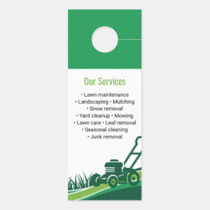 Affichette De Porte Garderie de pelouse professionnelle verte