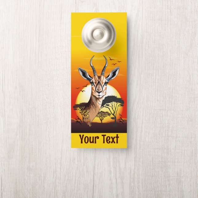 Affichette De Porte Gazelle Antelope africaine animal sauvage (Sur le bouton)