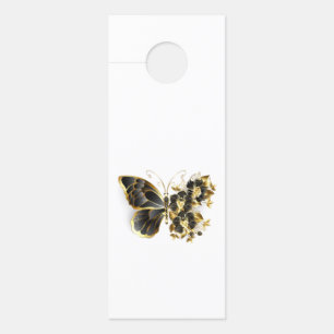 Affichette De Porte Gold flower Butterfly with Black Orchid
