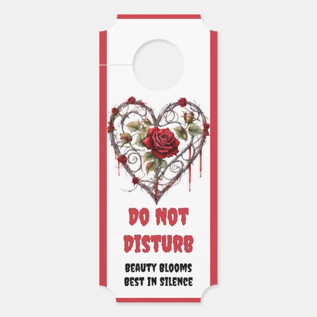 Affichette De Porte Gothic Red Rose Heart Vine Artwork (Devant)