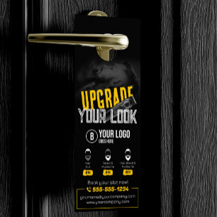 Affichette De Porte Gras & moderne Barber Shop Cheveux Styliste Mustac