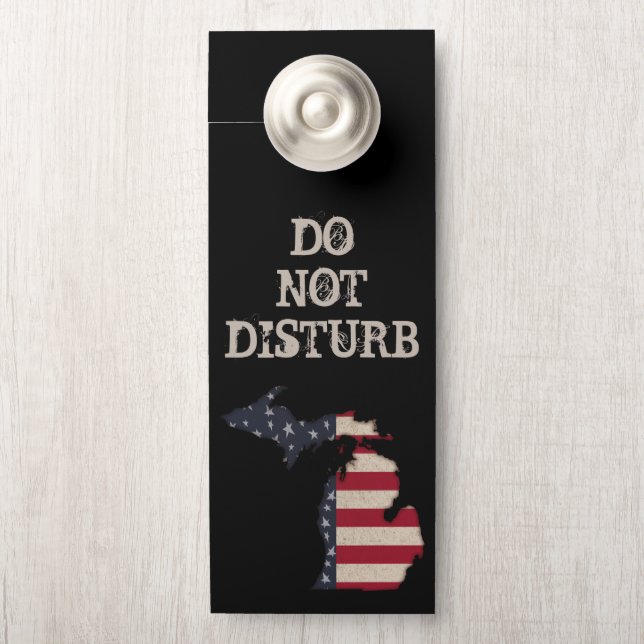 Affichette De Porte Grunge Americana | État du Michigan (Sur le bouton)