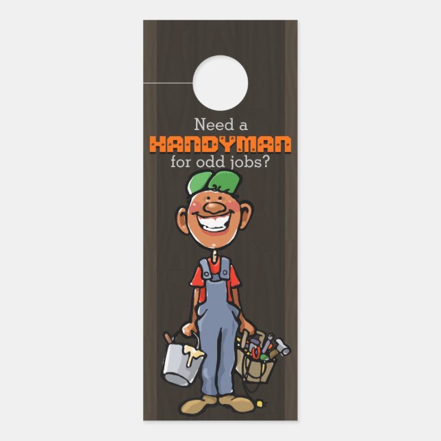 Affichette De Porte Handyman Maintenance Services Afro American Dark (Devant)