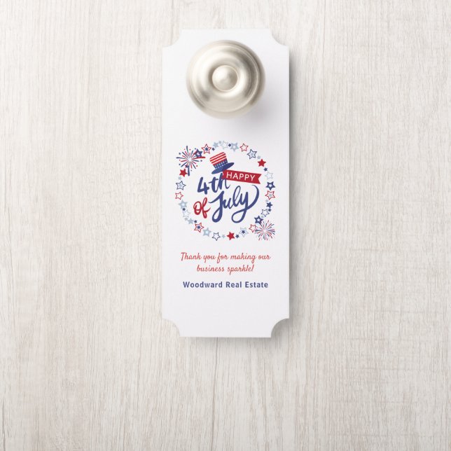 Affichette De Porte Happy 4 juillet Bonjour été | Immobilier (Sur le bouton)