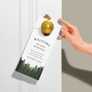 Affichette De Porte Haut Pins Mariage Bienvenue / Ne pas déranger