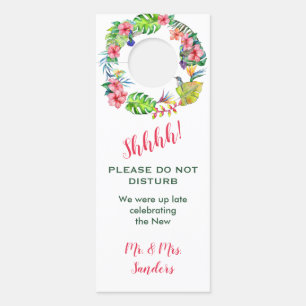 Affichette De Porte Hôtes Mariages de couleur hibiscus hawaïens tropic