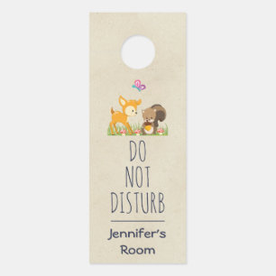 Affichette De Porte Illustration de dessin animé de créatures mignonne