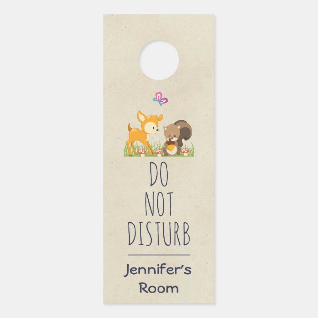 Affichette De Porte Illustration de dessin animé de créatures mignonne (Devant)