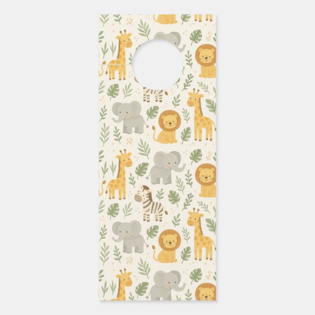 Affichette De Porte Impression de nurserie d'animaux de safari (Devant)