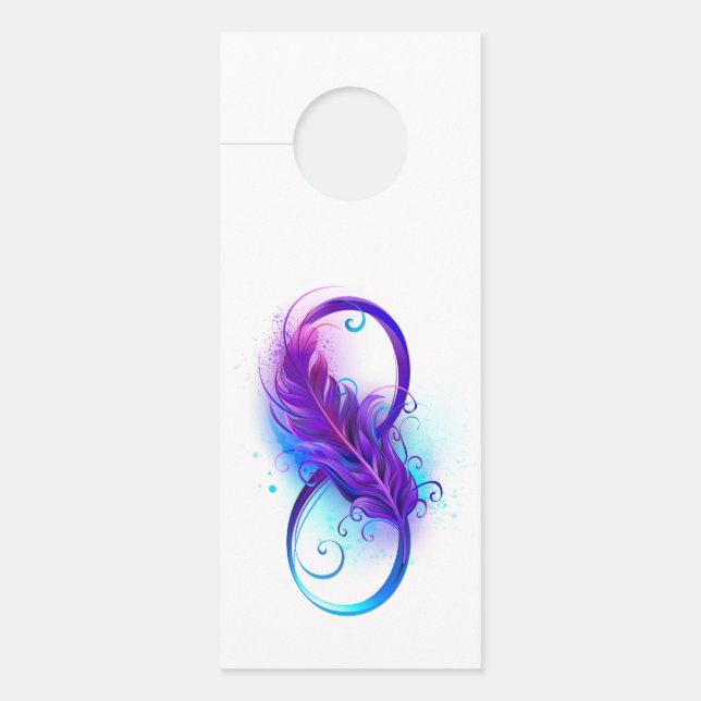 Affichette De Porte Infini avec plume violette (Devant)