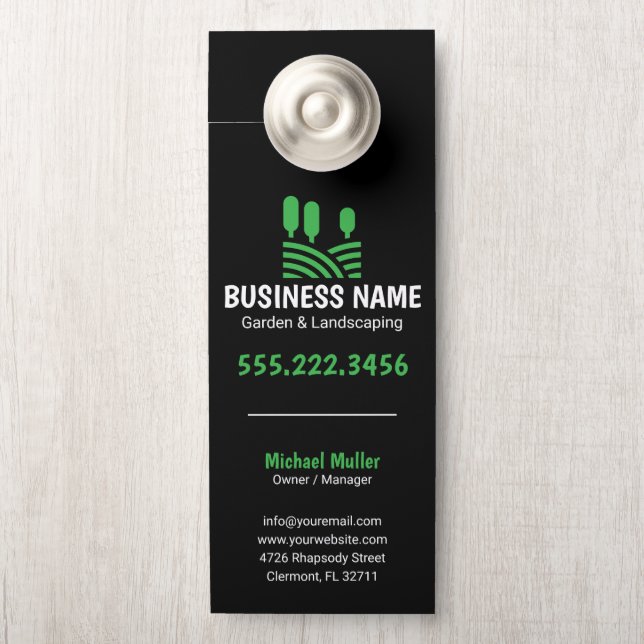 Affichette De Porte Jardin Paysage Arbres verts jardin d'entretien (Sur le bouton)