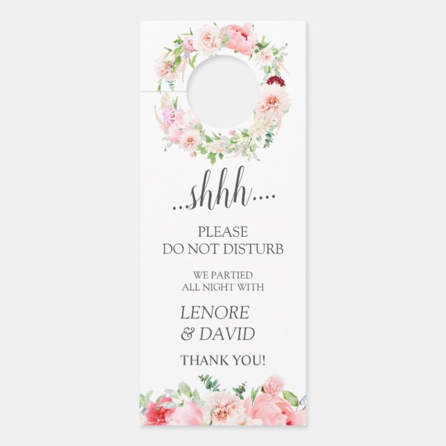 Affichette De Porte Jardin sauvage Floral Mariage invité Ne pas dérang (Devant)