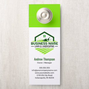 Affichette De Porte Jardinage Entretien De La Pelouse Paysage Herbe Ve