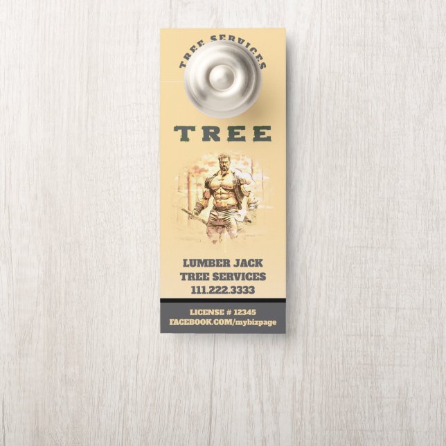 Affichette De Porte *~* Jaune QR Lumber Jack TREE Porte de services d' (Sur le bouton)