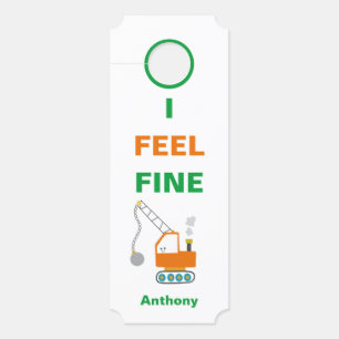 Affichette De Porte Je me sens très malade Sentiments Nom Typographie