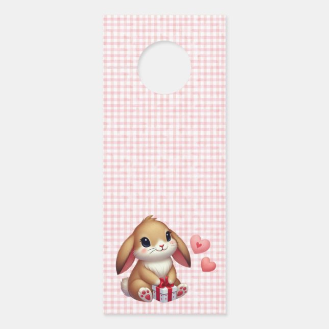 Affichette De Porte Joli lapin de la Saint-Valentin  (Devant)