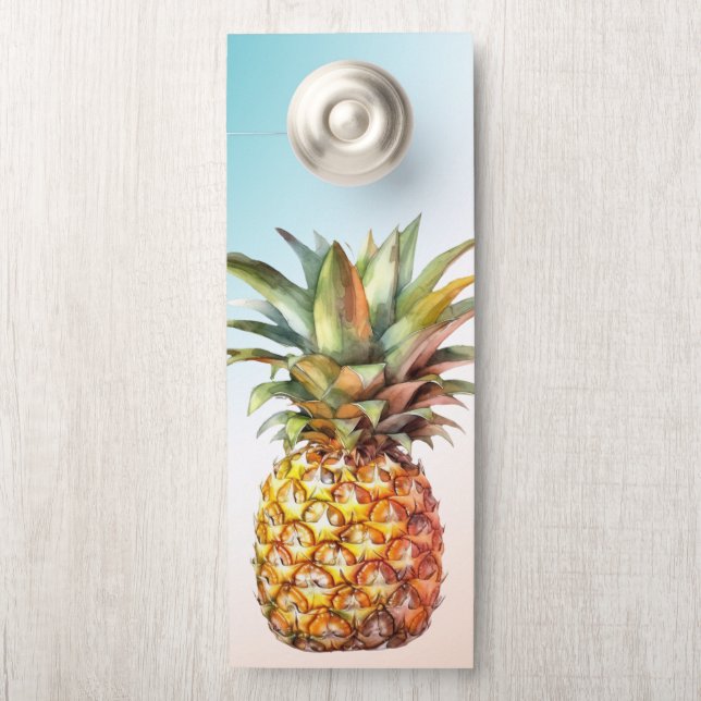 Affichette De Porte Joyeux ananas tropical (Sur le bouton)