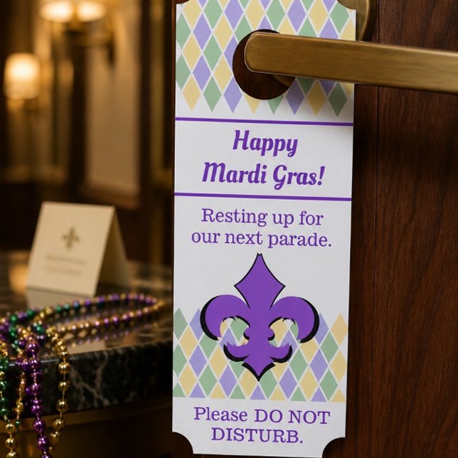 Affichette De Porte Joyeux Mardi Gras | Personnalisé (Créateur téléchargé)