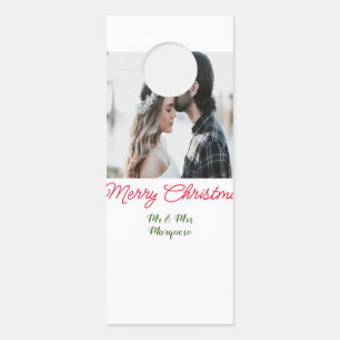 Affichette De Porte Joyeux Noël couple photo ajouter nom heureux vacan