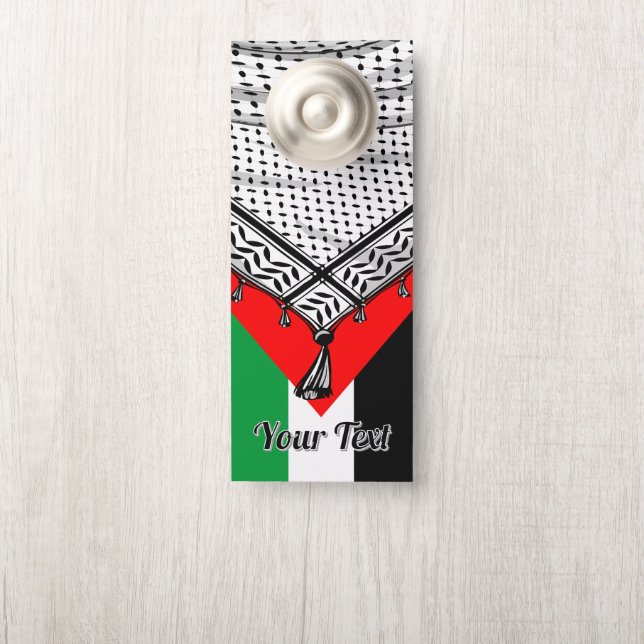 Affichette De Porte Keffiyeh Écharpe palestinienne tissu traditionnel (Sur le bouton)