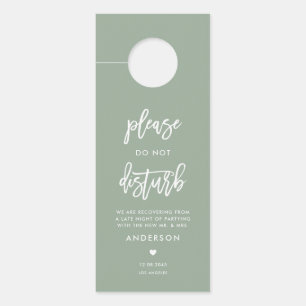 Affichette De Porte La calligraphie ne dérange pas Sage Green Mariage