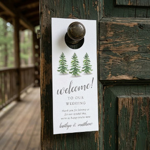 Affichette De Porte La Collection de Mariage de Forêt de Pins à l'Aqua