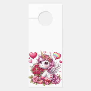 Affichette De Porte La mignonne Saint Valentin licorne
