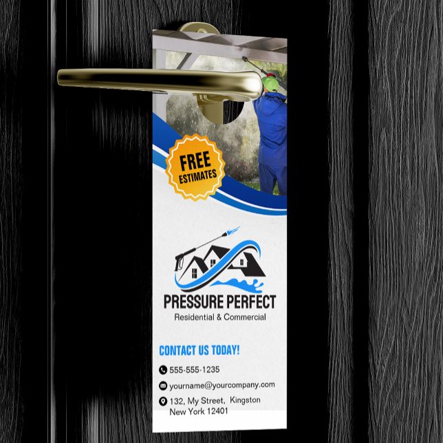 Affichette De Porte Lavage de pression professionnel et nettoyage de l (Créateur téléchargé)